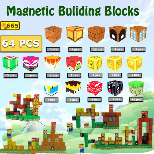 Magnetic Blocks-Build Mine Magnet World Edition Magnetic Toys for Boys & Girls Age 3-4 5-8 Sensory Toys Cubes Construction Toys